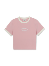 Women's Sportive Lettering Slim Crop Ringer T-shirts