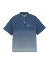 Basic Small Logo Stretched Denim Polo Shirt