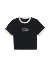 Women's Sportive Lettering Slim Crop Ringer T-shirts