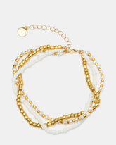 MIXED BEAD ANKLET SET PEARL
