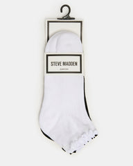 3 PACK EMMA LETTUCE EDGE SOCKS WHITE/BLACK