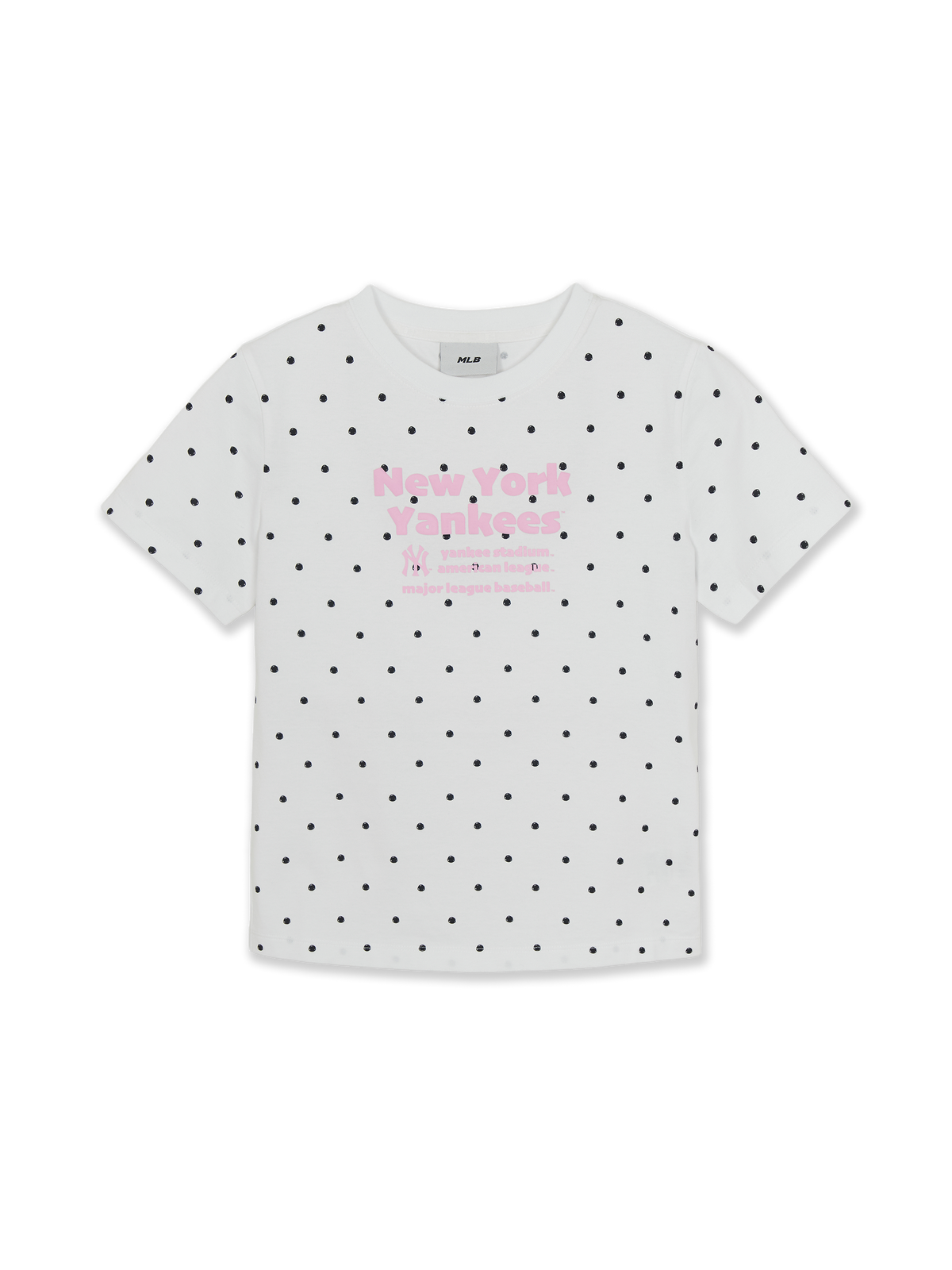 Women's Dots Pattern Lettering Slim Semi Crop T-shirts
