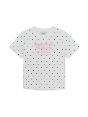 Women's Dots Pattern Lettering Slim Semi Crop T-shirts