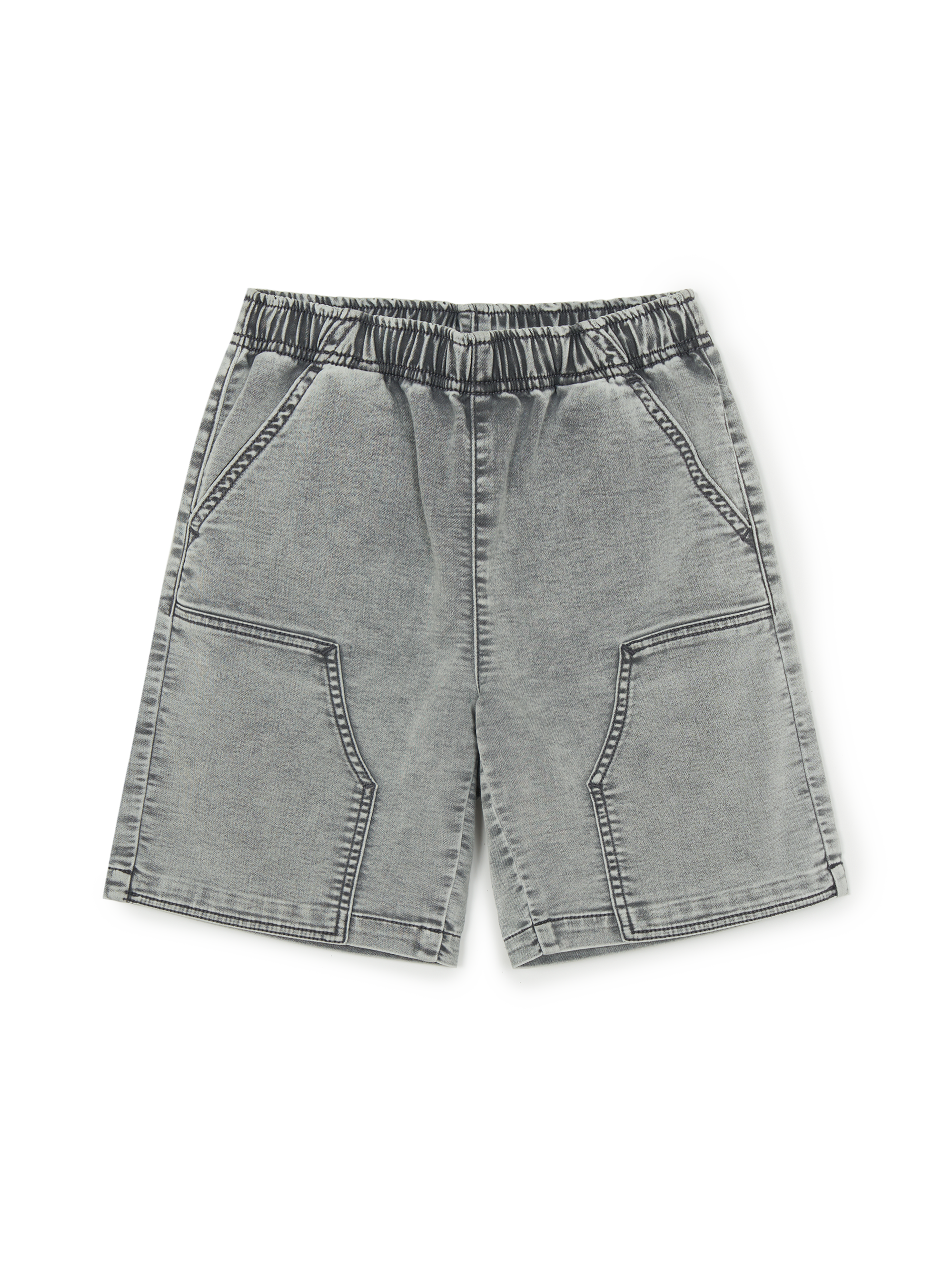 BASIC JERSEY DENIM DOUBLE KNEE SHORTS