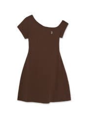 Women's Basic Off Shoulder Shirring Ribbed Dress