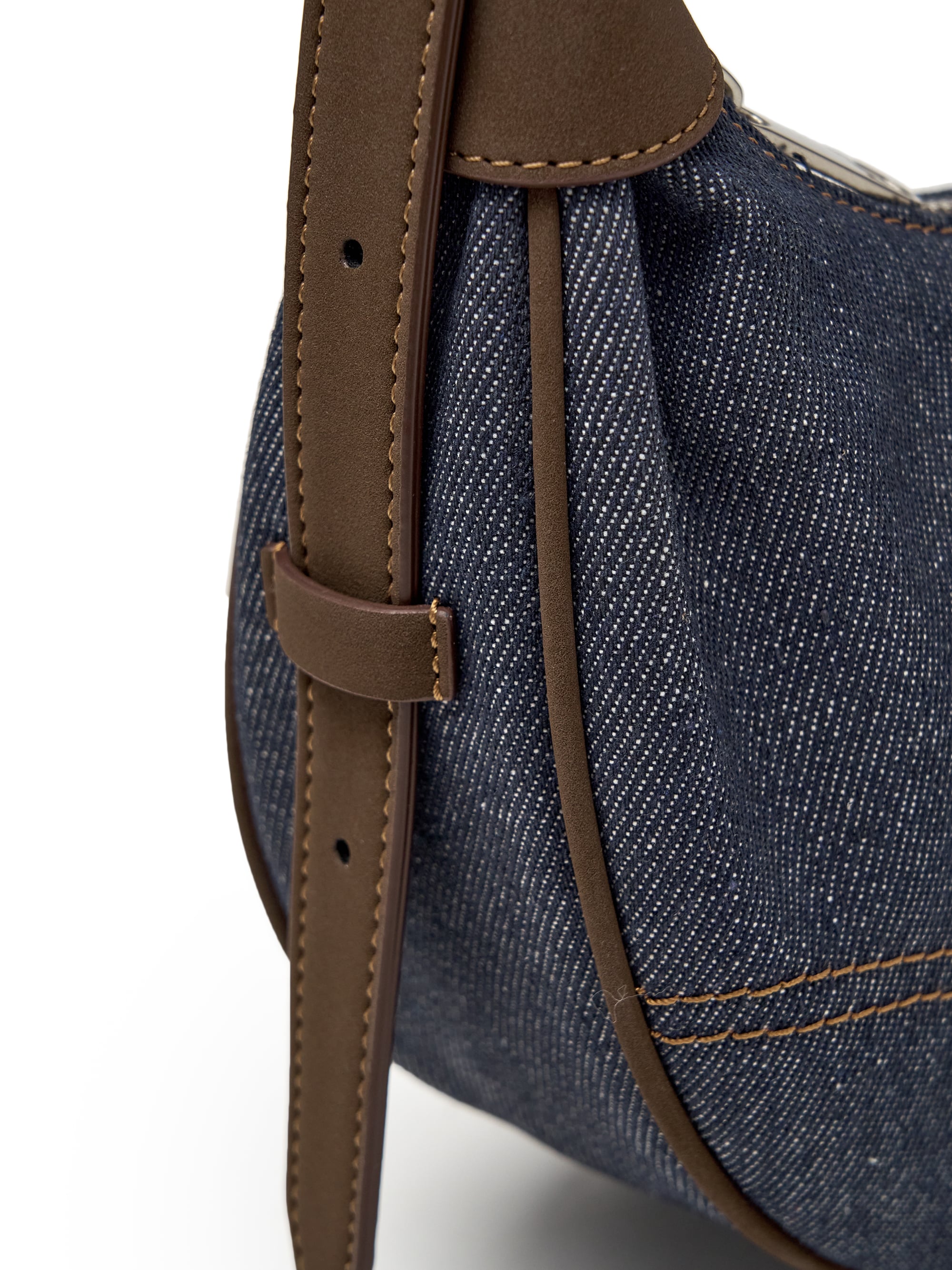 Denim Color Combination Hobo Bag