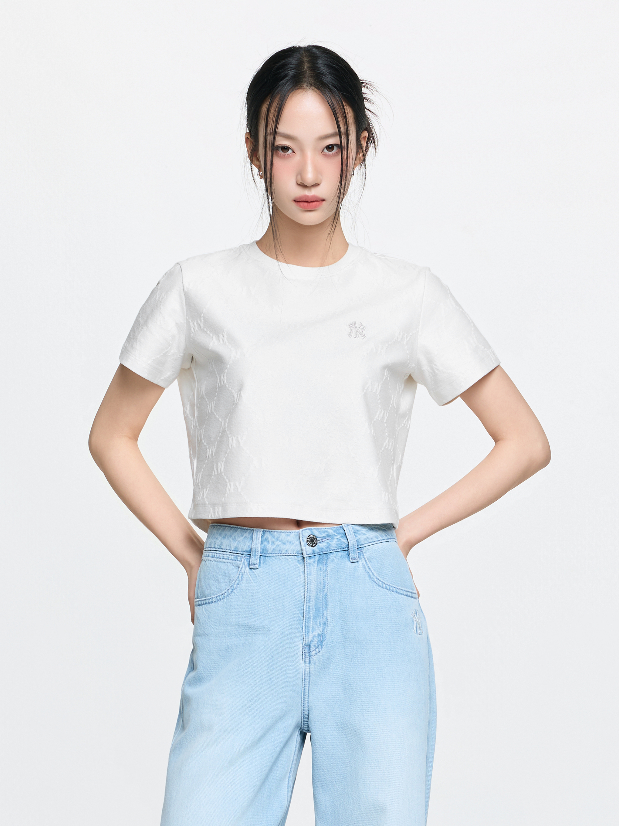Women's Dia Monogram Tonal Jacquard Crop T-Shirts