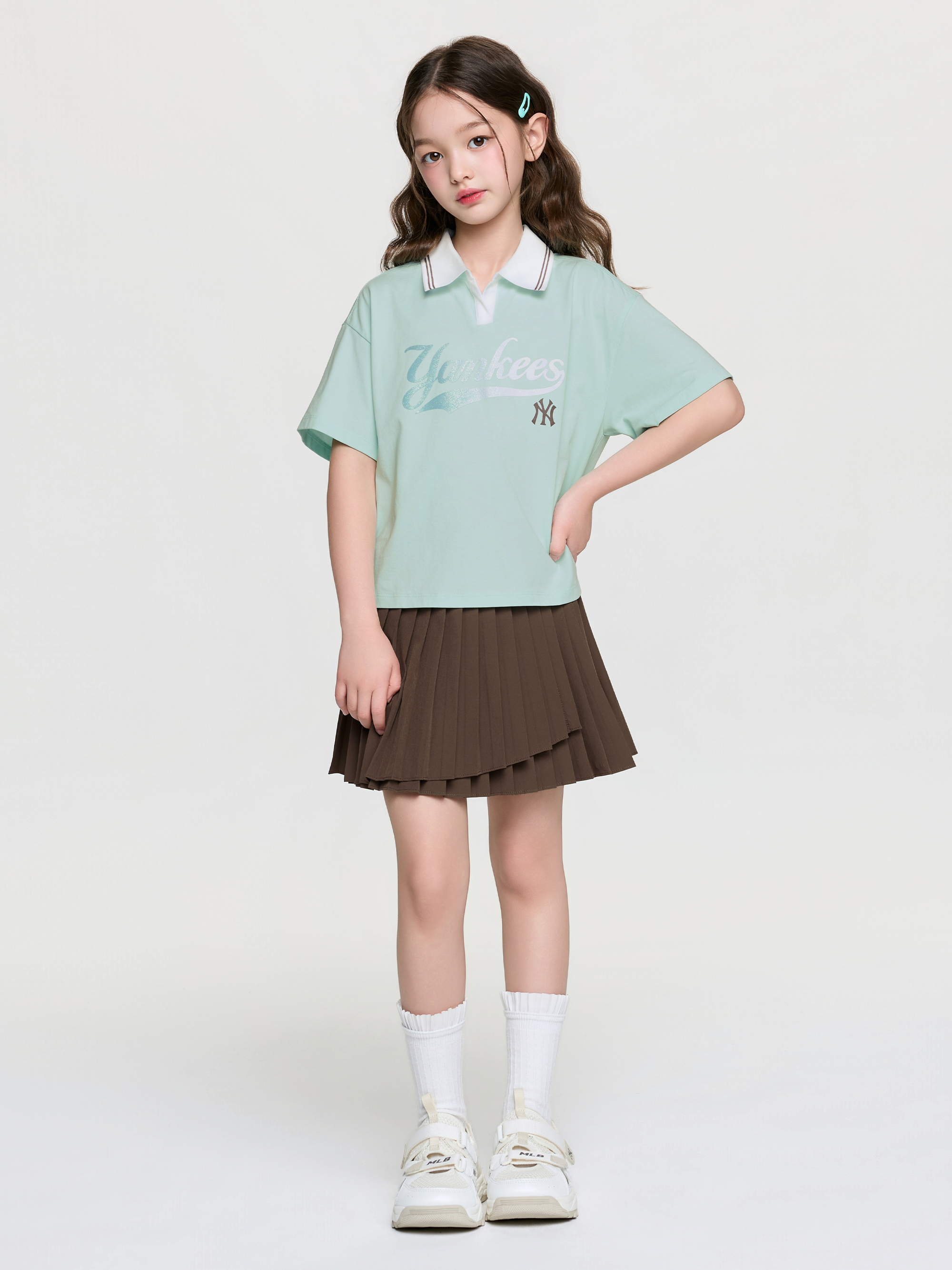 Sportive Athleisure Cursive Skirt T-shirt Set (Girl's)