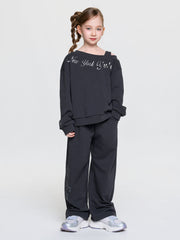 Street Girl's Lettering Layered Sweatshirt Set