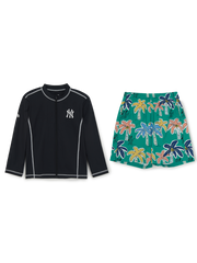SPORTIVE ZIP-UP RASHGUARD BOARD SHORTS SET
