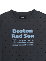 Women's Dots Pattern Lettering Slim Semi Crop T-shirts