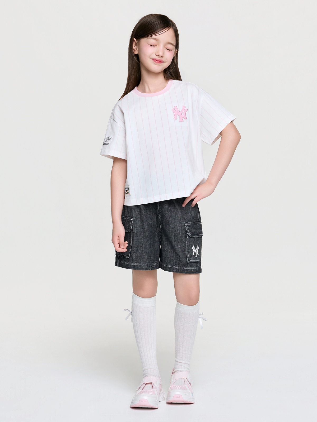 Street Basic Striped Denim T-shirt Set (Girl's)