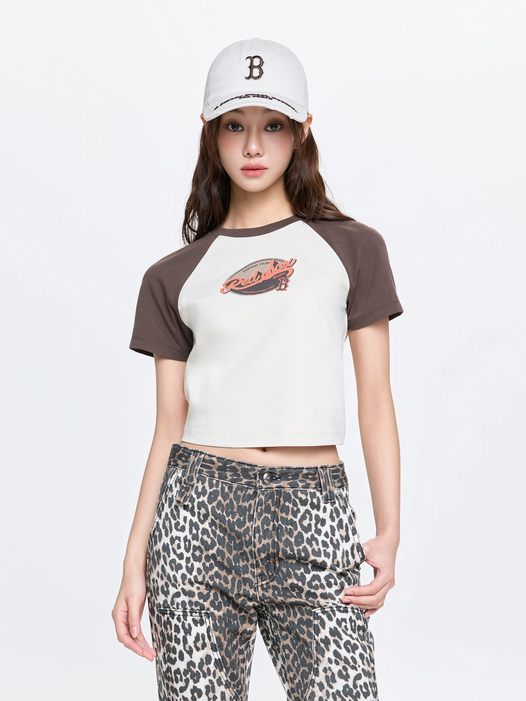 Women's Vintage Color Block Crop T-Shirts