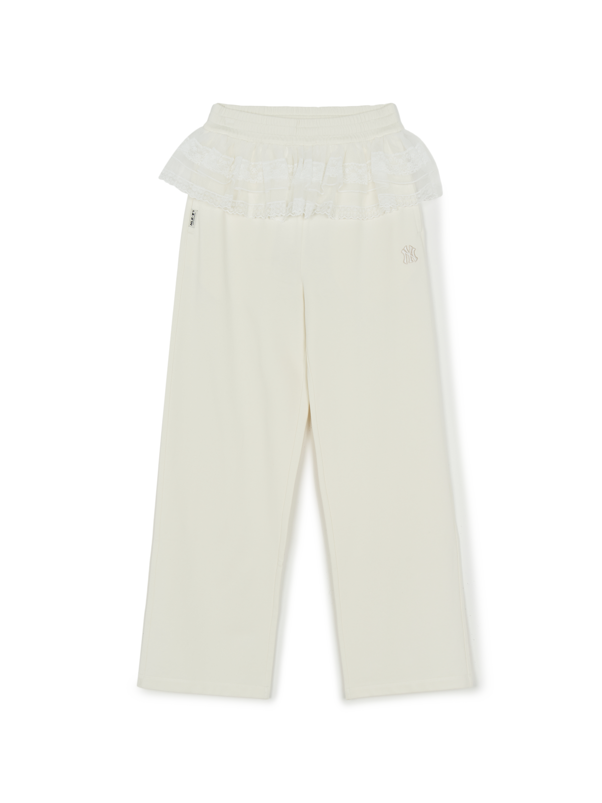 Women's Basic Lace Ruffle Semi Wide Pants