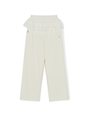 Women's Basic Lace Ruffle Semi Wide Pants