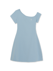 Women's Basic Off Shoulder Shirring Ribbed Dress