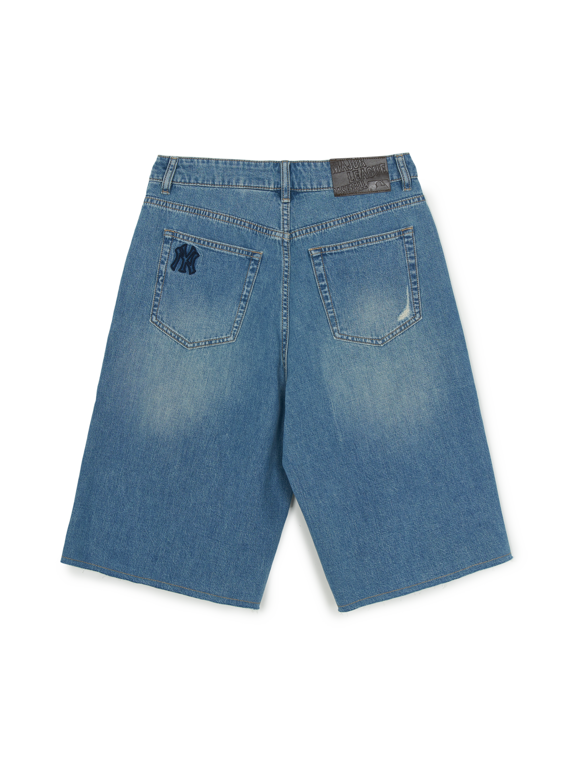 Women's Basic Small Logo Destroyed Denim Bermuda Pants