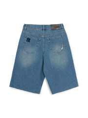 Women's Basic Small Logo Destroyed Denim Bermuda Pants