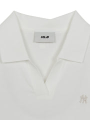 Women's Basic Slim Fit Crop Open Collar Polo T-Shirts