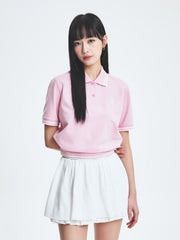 Women's Basic Crop Polo T-shirt