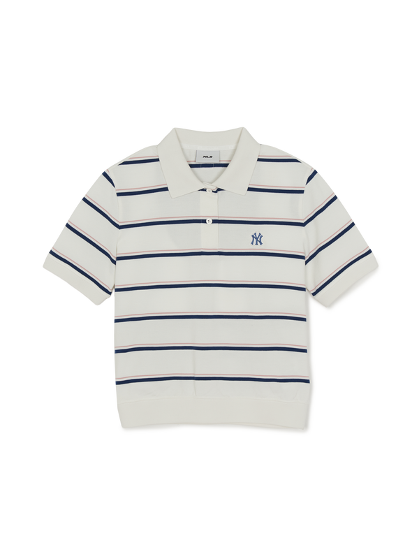 Women's Varsity Stripe Crop Polo T-Shirts