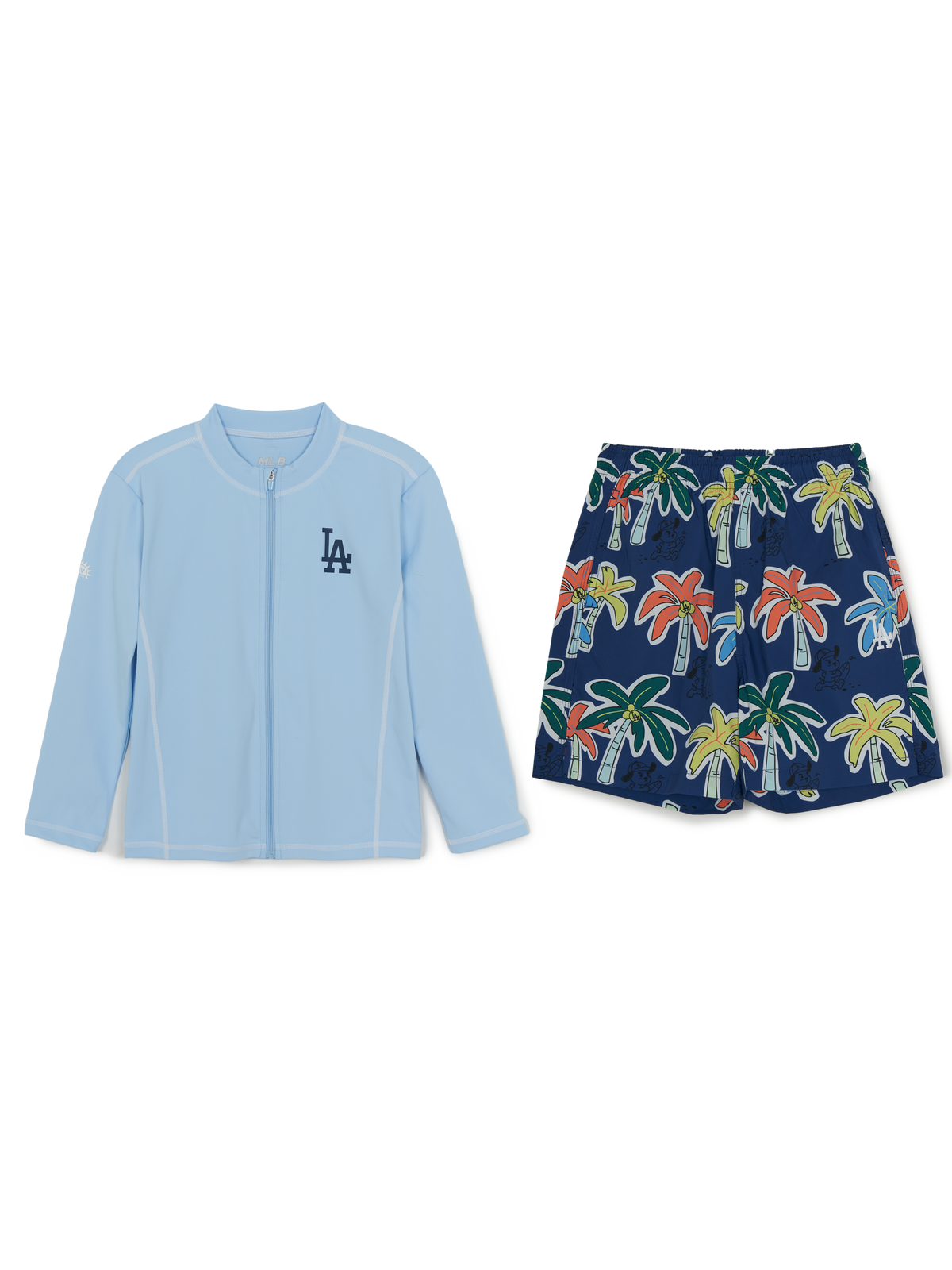 SPORTIVE ZIP-UP RASHGUARD BOARD SHORTS SET