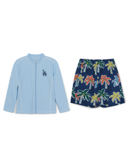SPORTIVE ZIP-UP RASHGUARD BOARD SHORTS SET
