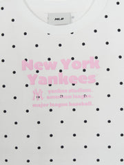 Women's Dots Pattern Lettering Slim Semi Crop T-shirts