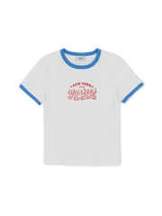 Women's Varsity Lettering Slim Slub Ringer T-shirts