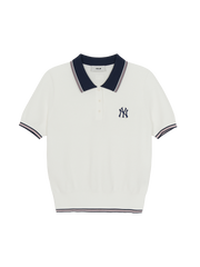Women's Varsity Color Block Polo Short Sleeve Knit Pullover