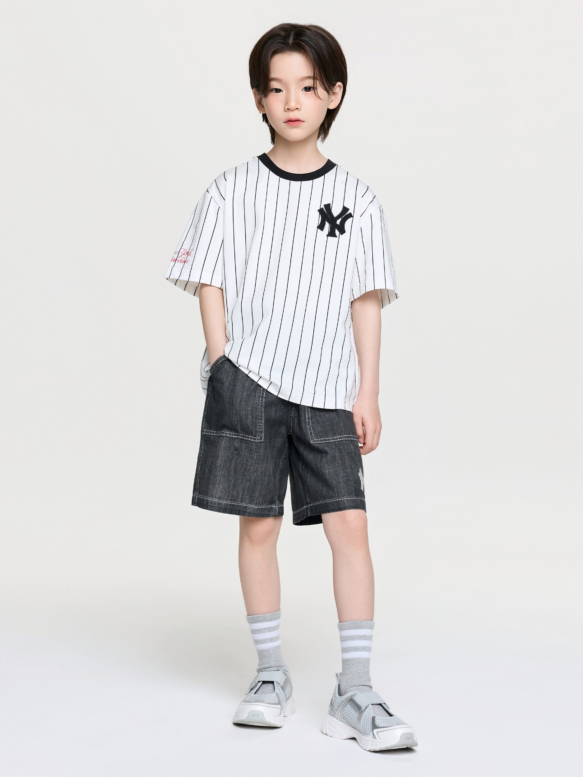STREET BASIC STRIPED DENIM T-SHIRT SET