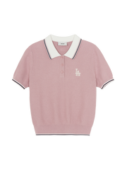Women's Varsity Color Block Polo Short Sleeve Knit Pullover