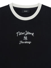 Women's Sportive Cursive Ringer Crop T-shirts