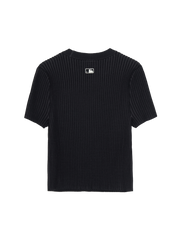 Women's Basic Street Ribbed Short Sleeve Knit Pullover