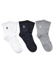 Small Logo Embroidery Socks 3pairs Set