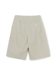 Washed Cotton Pin-Tuck Cargo Bermuda Shorts