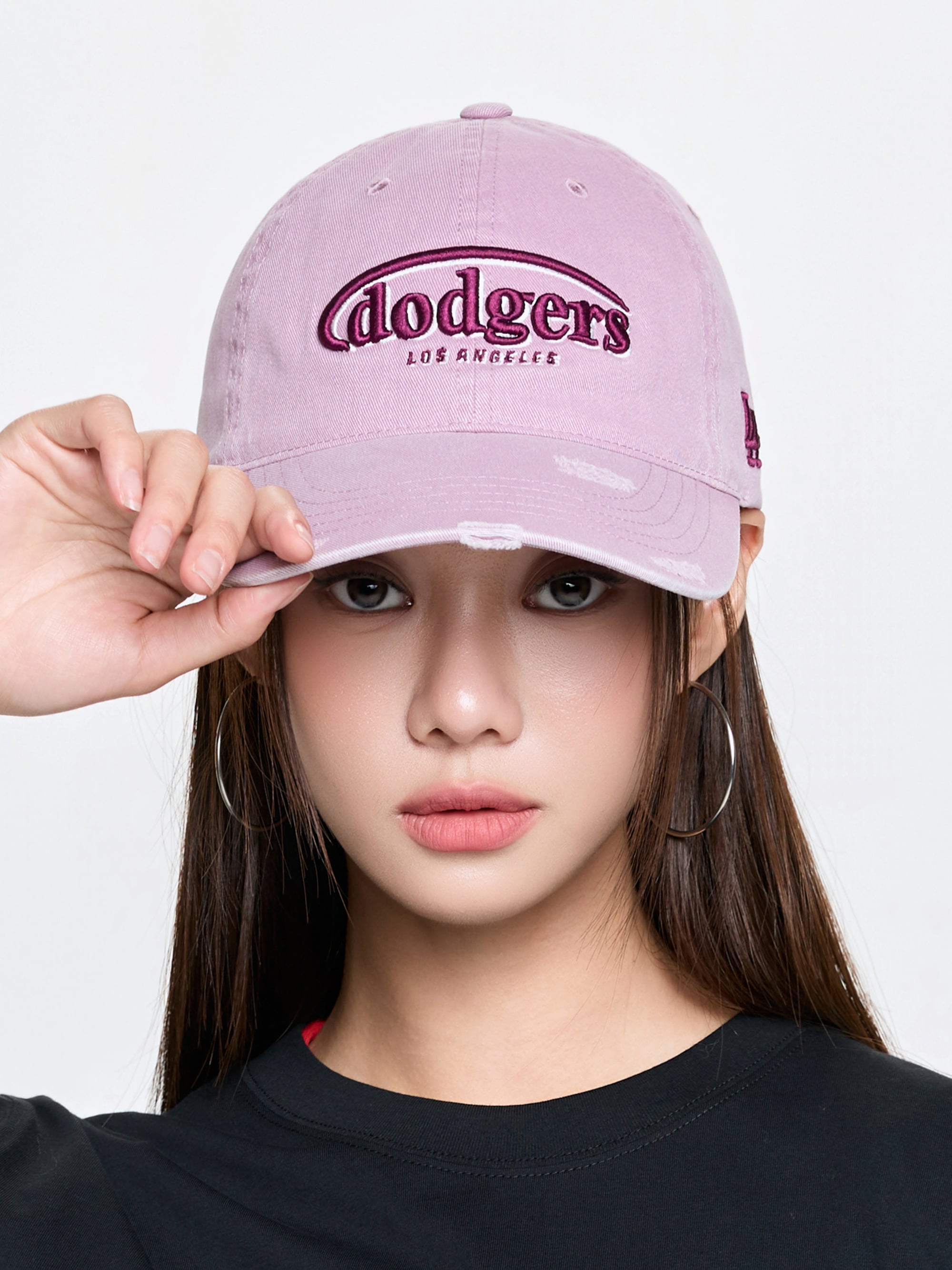 Vintage Demage Curve Logo Unstructured Ballcap