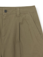 Washed Cotton Pin-Tuck Cargo Bermuda Shorts