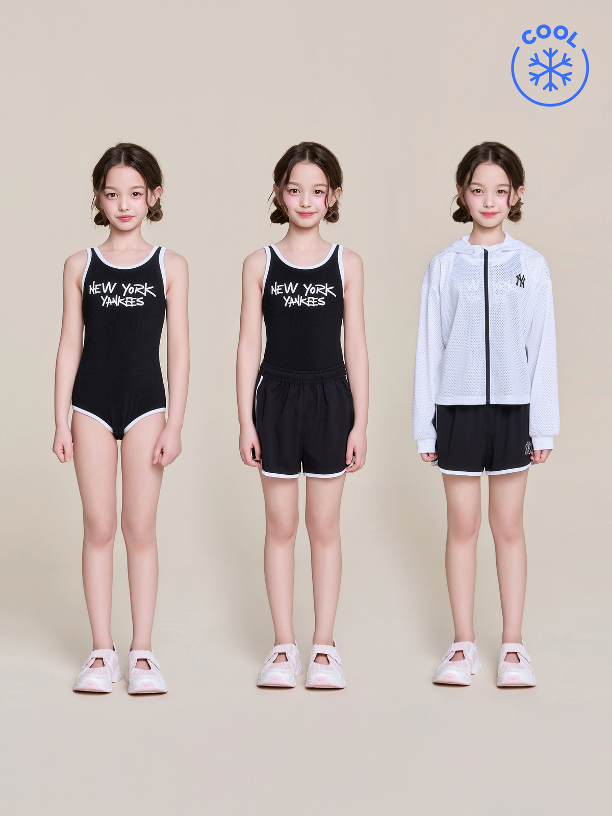 Girl's Street Mesh Hood Zip-Up 3P Set