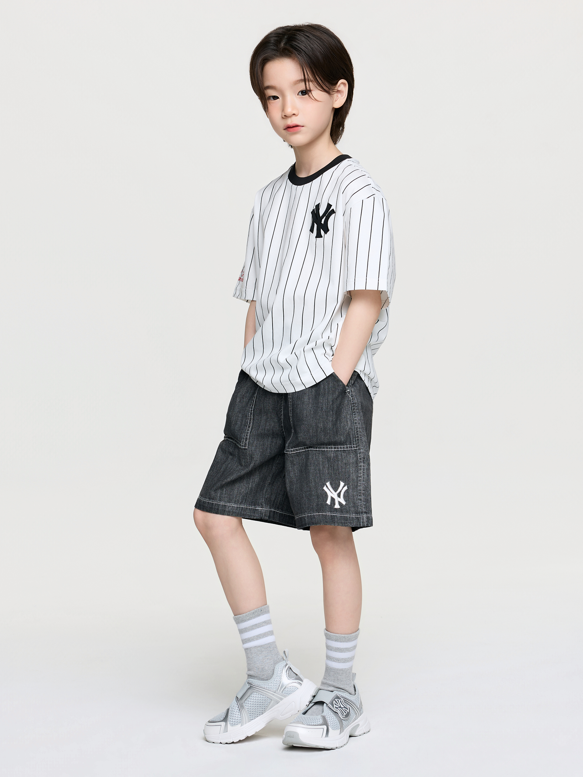 STREET BASIC STRIPED DENIM T-SHIRT SET