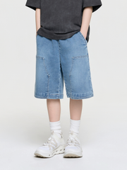BASIC JERSEY DENIM DOUBLE KNEE SHORTS