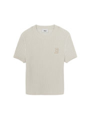Women's Basic Street Ribbed Short Sleeve Knit Pullover