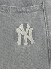 Women's Basic Small Logo Summer Tencel Wide Denim Pants