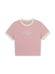 Women's Sportive Lettering Slim Crop Ringer T-shirts