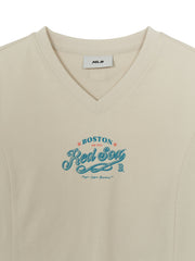 Women's V-neck Letter Crop T-shirts