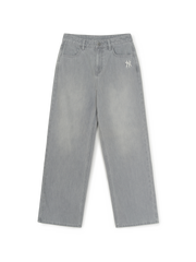 Women's Basic Small Logo Summer Tencel Wide Denim Pants