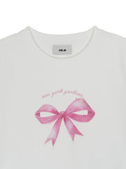 Women's Bow Tie Graphic Slim Semi Crop T-Shirts