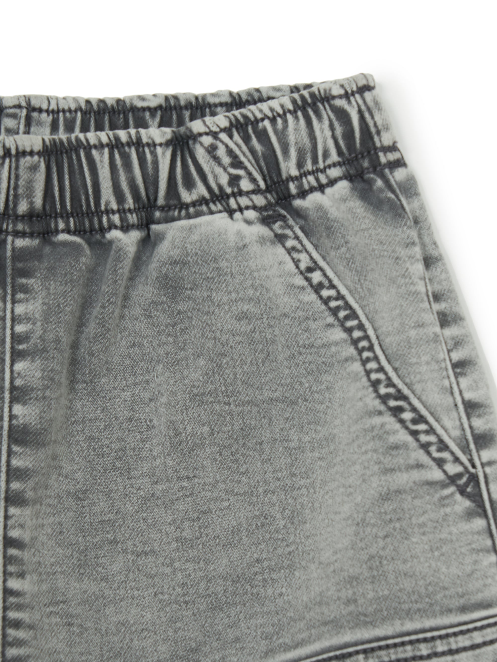 BASIC JERSEY DENIM DOUBLE KNEE SHORTS