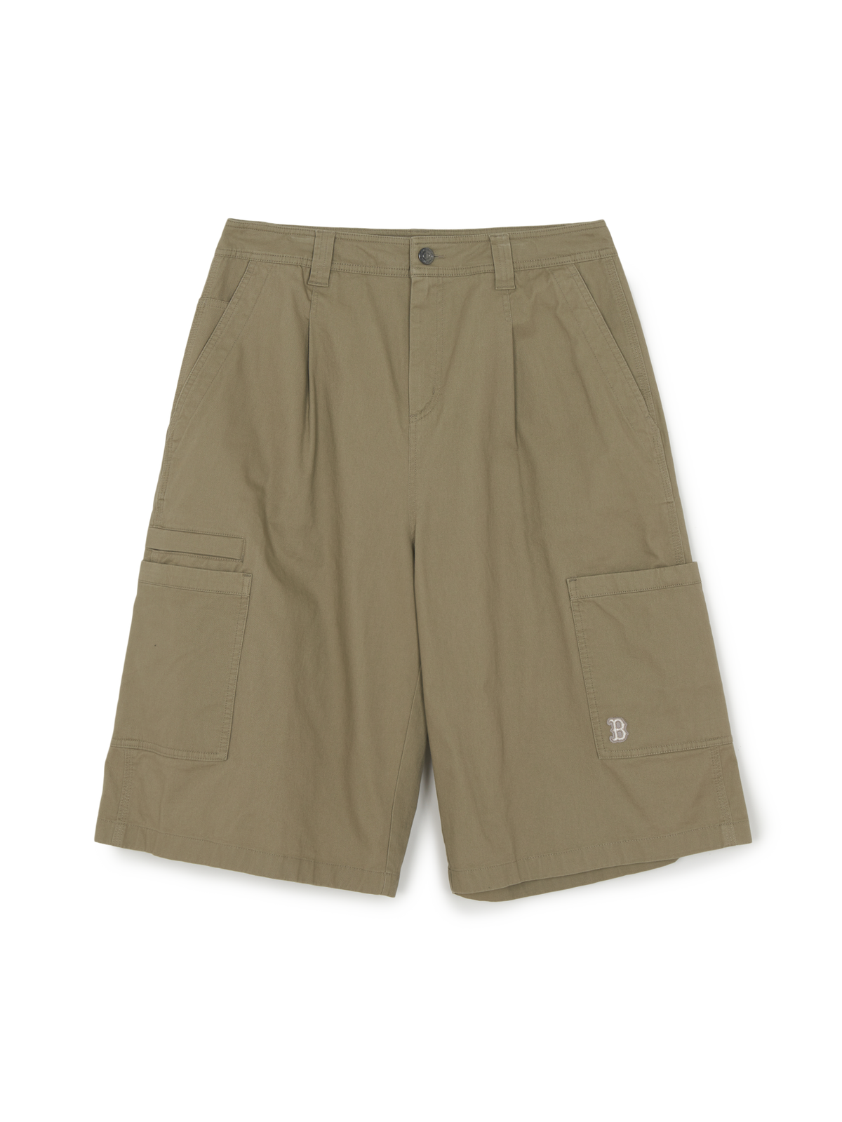 Washed Cotton Pin-Tuck Cargo Bermuda Shorts