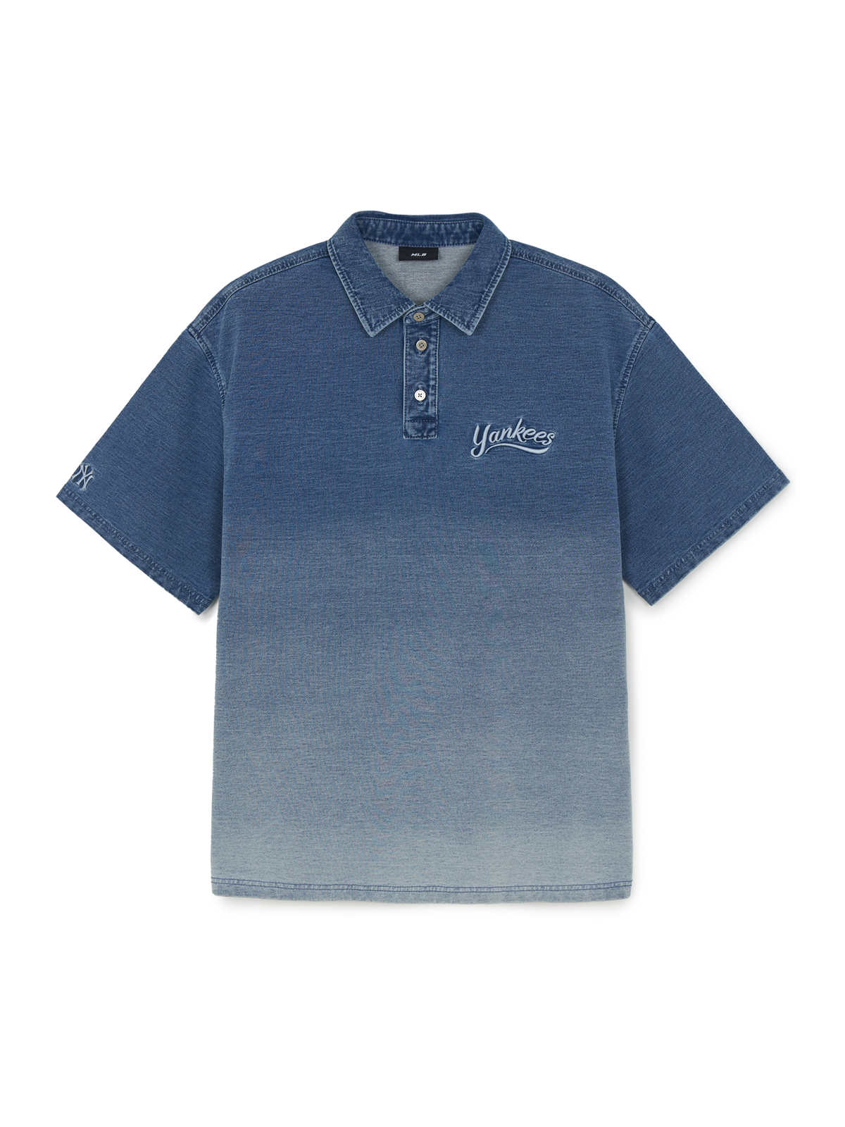 Basic Small Logo Stretched Denim Polo Shirt